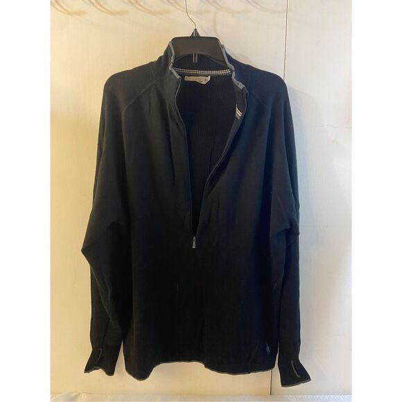 SmartWool Black 1/2 zipper ribbed pullover xxl Merino rn#116388 2x - Picture 1 of 6